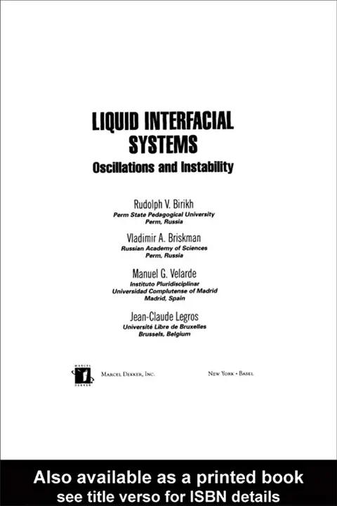 Cover of Liquid Interfacial Systems