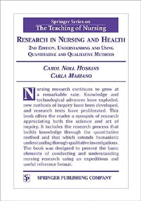 Cover of Research in Nursing and Health