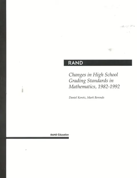 Cover of Changes in High School Grading Standards in Mathematics, 1982-1992
