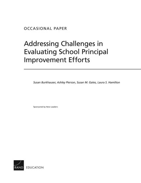 Cover of Addressing Challenges in Evaluating School Principal Improvement Efforts