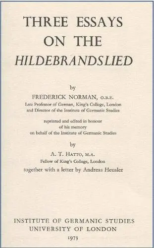 Cover of Three Essays on the 'Hildebrandslied'