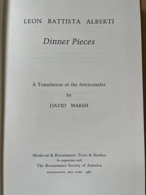 Cover of Leon Battista Alberti, Dinner Pieces