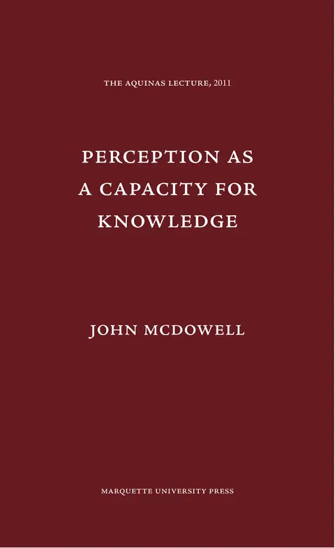 Cover of Perception as a Capacity for Knowledge
