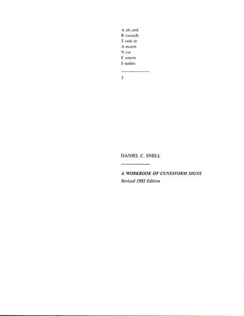 Cover of A Workbook of Cuneiform Signs