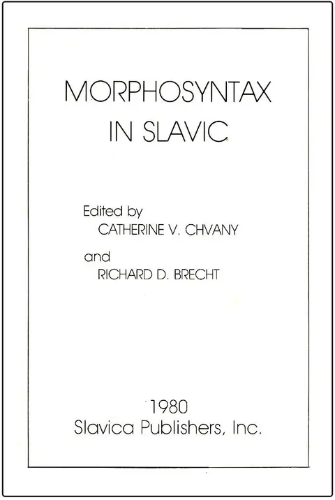 Cover of Morphosyntax in Slavic