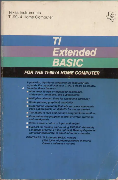 Cover of TI extended BASIC for the TI-99/4 home computer