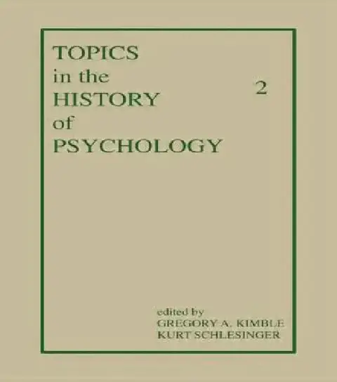 Cover of Topics in the History of Psychology