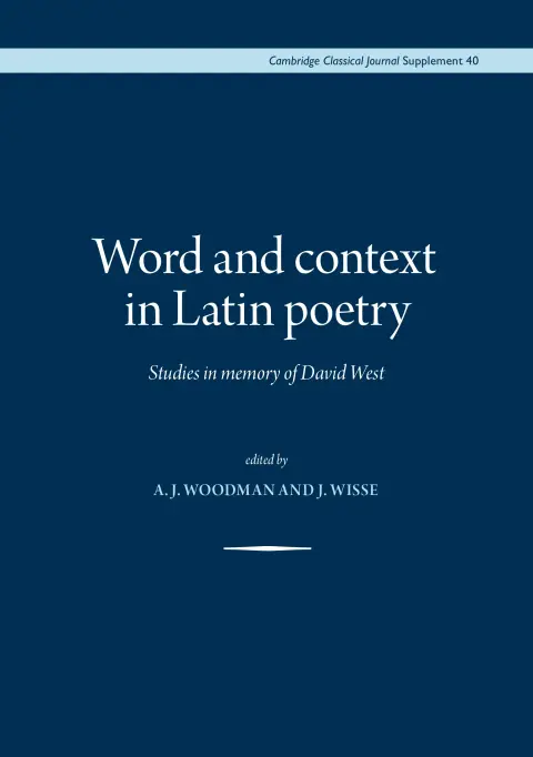 Cover of Word and Context in Latin Poetry