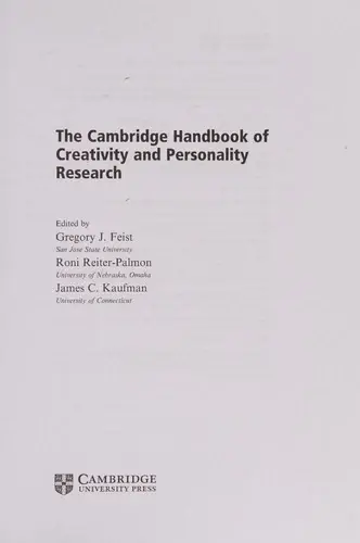 Cover of The Cambridge Handbook of Creativity and Personality Research