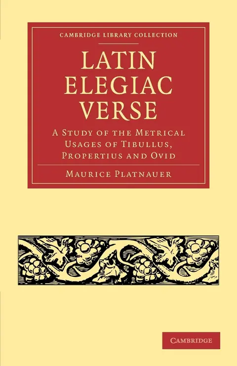 Cover of Latin Elegiac Verse