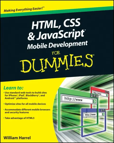 Cover of HTML, CSS, and JavaScript Mobile Development for Dummies