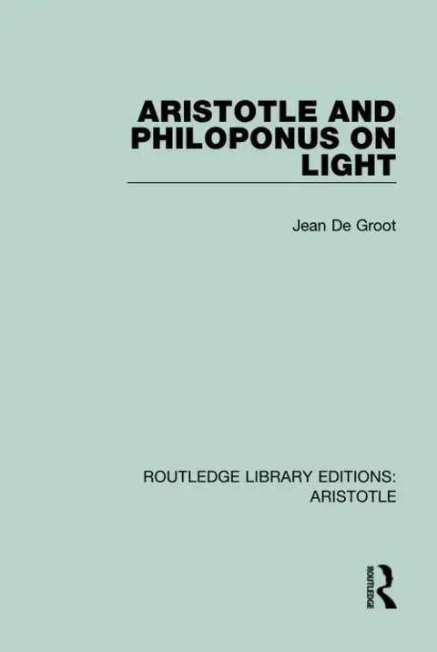 Cover of Aristotle and Philoponus on Light