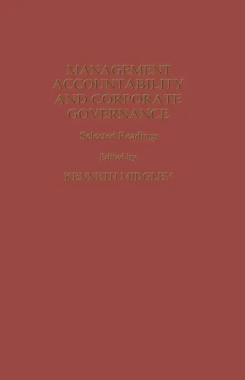 Cover of Management Accountability and Corporate Governance