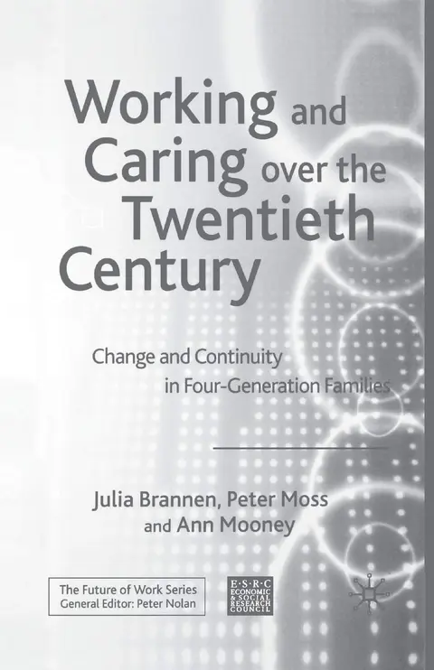 Cover of Working and Caring over the Twentieth Century