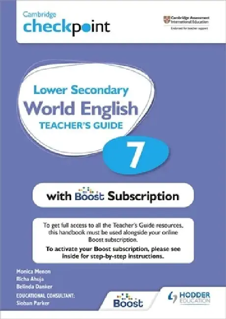 Cover of Cambridge Checkpoint Lower Secondary World English Teacher's Guide 7 with Boost Subscription Booklet