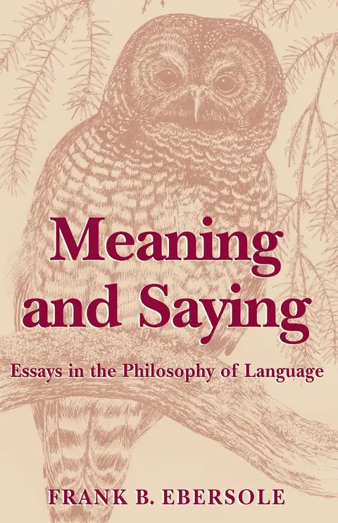 Cover of Meaning and Saying