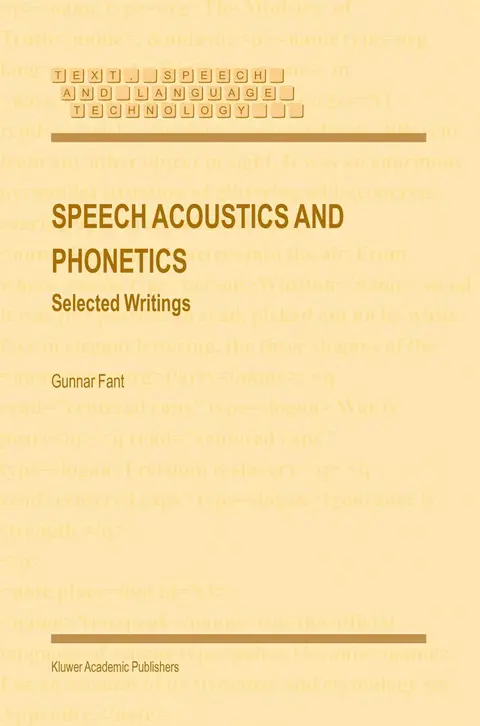 Cover of Speech Acoustics and Phonetics