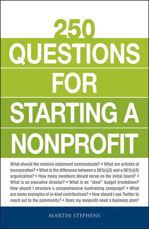 Cover of 250 Questions for Starting a Nonprofit
