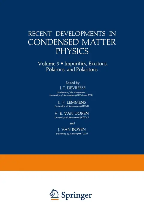 Cover of Recent Developments in Condensed Matter Physics
