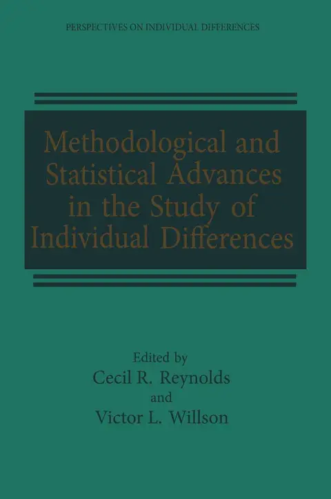 Cover of Methodological and Statistical Advances in the Study of Individual Differences