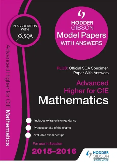 Cover of Advanced Higher Mathematics 2015/16 SQA Specimen and Hodder Gibson Model Papers