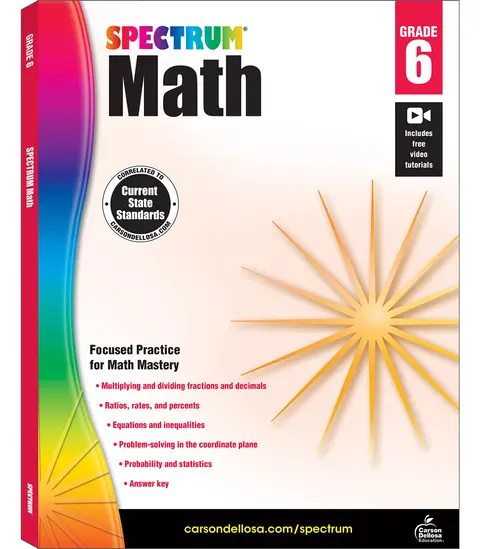 Cover of Spectrum Math Workbook, Grade 6