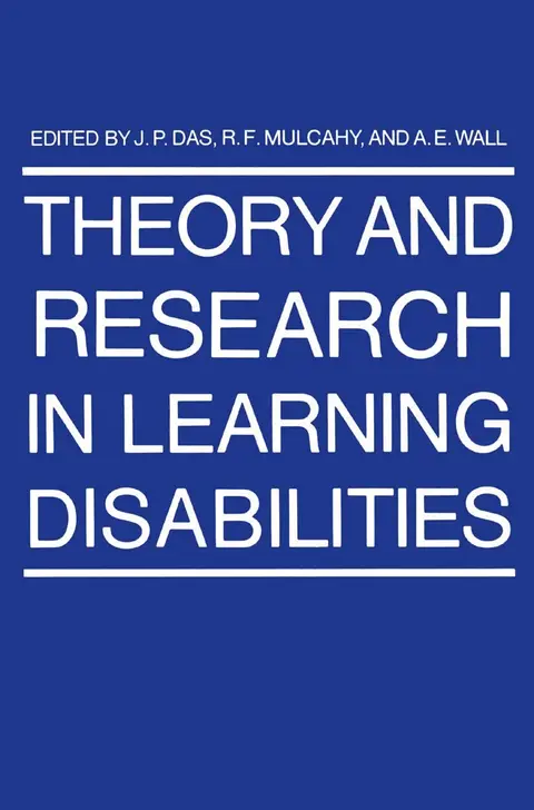 Cover of Theory and Research in Learning Disabilities