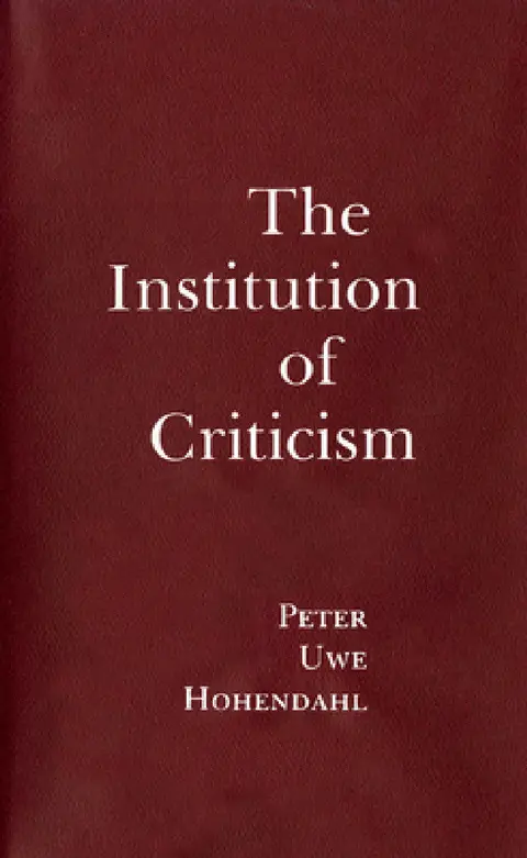 Cover of The Institution of Criticism