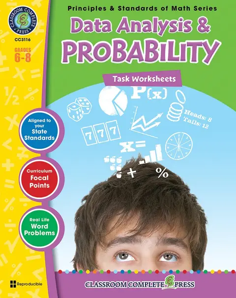 Cover of Data Analysis & Probability, Grades 6-8 [With 3 Transparencies]
