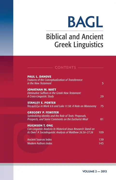 Cover of Biblical and Ancient Greek Linguistics