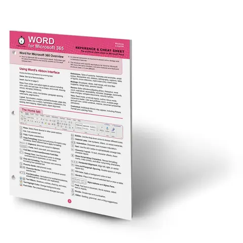 Cover of Word for Microsoft 365 Reference and Cheat Sheet