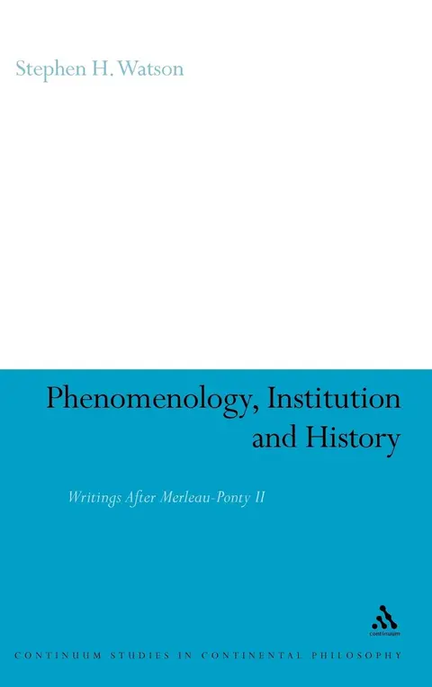 Cover of Phenomenology, Institution and History