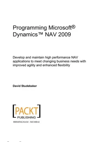 Cover of Programming Microsoft Dynamics Nav 2009