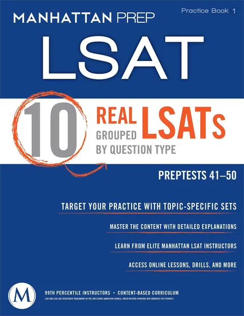Cover of Manhattan Prep Lsat 10 Real Grouped by Question Type 4/ed Preptests 41-50