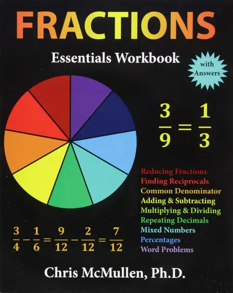 Cover of Fractions Essentials Workbook with Answers