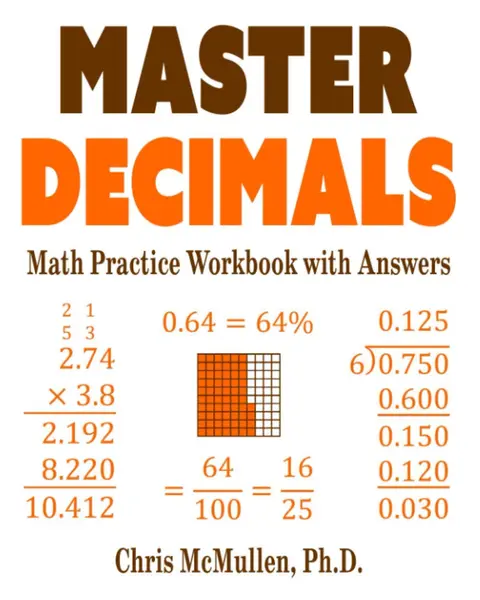 Cover of Master Decimals Math Practice Workbook with Answers