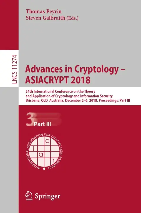 Cover of Advances in Cryptology – ASIACRYPT 2018