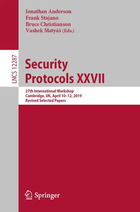 Cover of Security Protocols XXVII