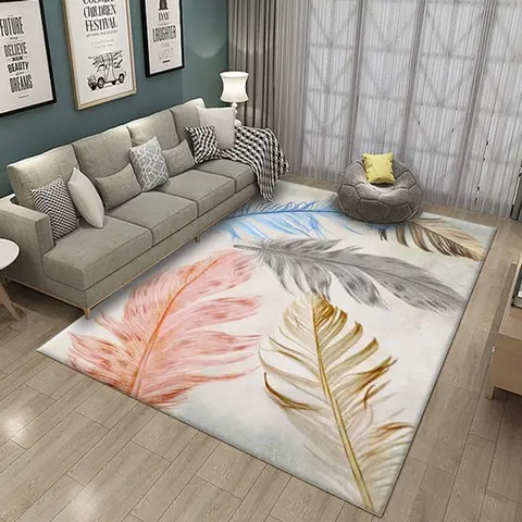 Cover of MOXIC Soft Abstract Art Living Room Area Rugs Rectangular Children Crawling Bedroom Rug Fleece Anti-Slip Carpets Nordic Feather Modern Home Decor Mats Indoor Outdoor Runners Nursery 2.6' X 6.5'