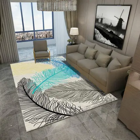 Cover of MOXIC Soft Abstract Art Living Room Area Rugs Rectangular Children Crawling Bedroom Rug Fleece Anti-Slip Carpets Nordic Feather Modern Home Decor Mats Indoor Outdoor Runners Nursery 2' X 9'