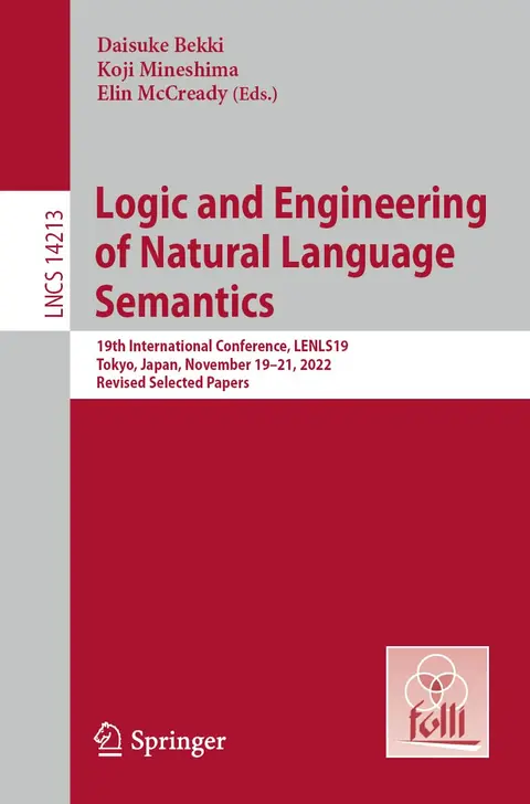Cover of Logic and Engineering of Natural Language Semantics
