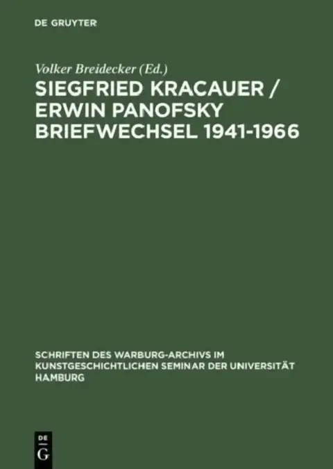Cover of Siegfried Kracauer / Erwin Panofsky Briefwechsel 1941-1966