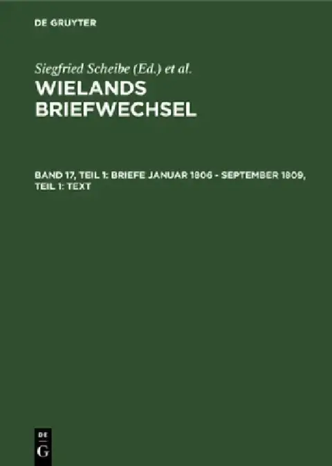 Cover of Briefe Januar 1806 - September 1809, Teil 1