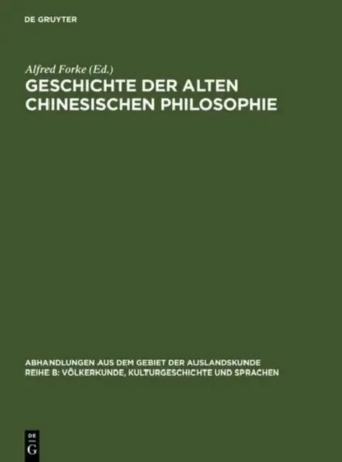 Cover of Geschichte der alten chinesischen Philosophie
