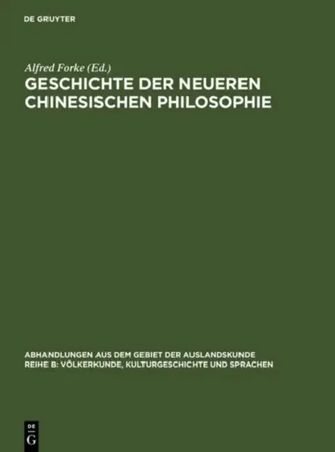 Cover of Geschichte Der Neueren Chinesischen Philosophie