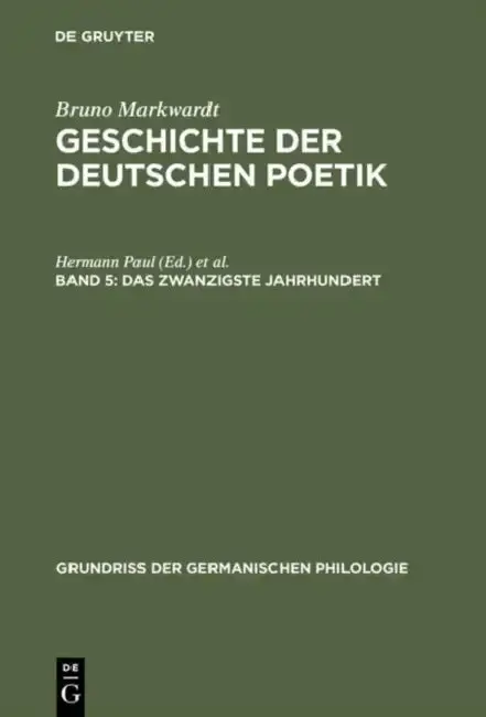 Cover of Geschichte der deutschen Poetik, Band 5, Das zwanzigste Jahrhundert