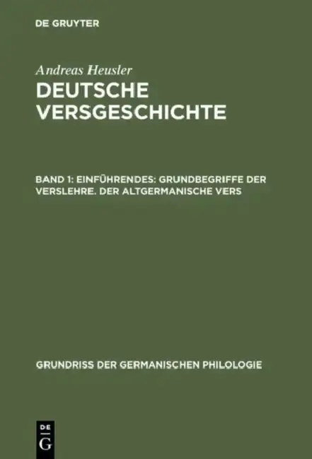 Cover of Deutsche Versgeschichte, Band 1, Einführendes