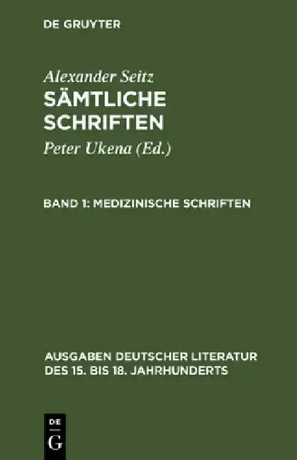 Cover of Sämtliche Schriften, Band 1, Medizinische Schriften