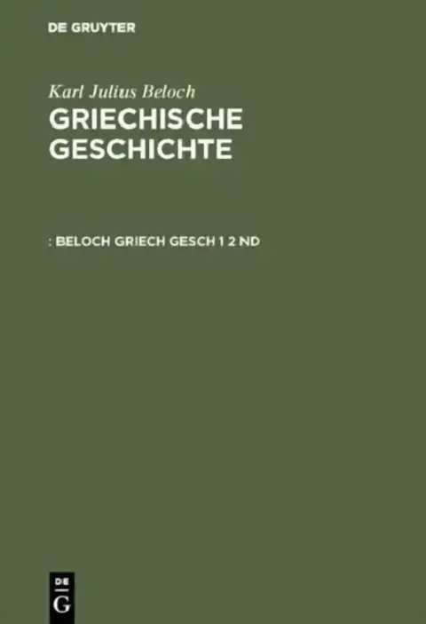 Cover of Beloch Griech Gesch 1 2 ND