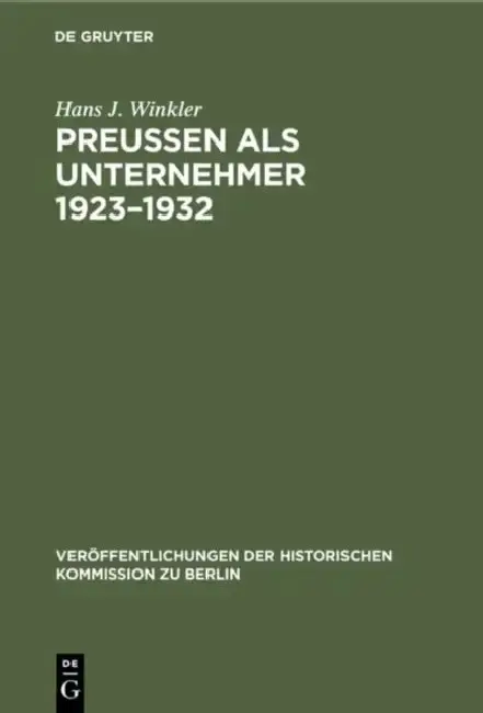 Cover of Preußen als Unternehmer 1923-1932